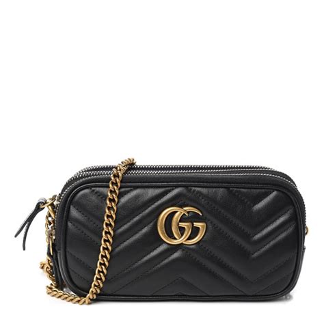 gucci calfskin matelasse mini gg marmont chain crossbody bag black|gucci marmont handbags.